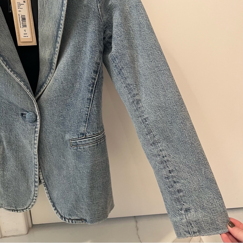 Alice + Olivia Macy Denim Fitted Blazer- Size 6; New with Tags - Picture 8 of 11